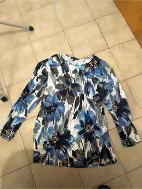 Paniz Blue Floral Tunic Top